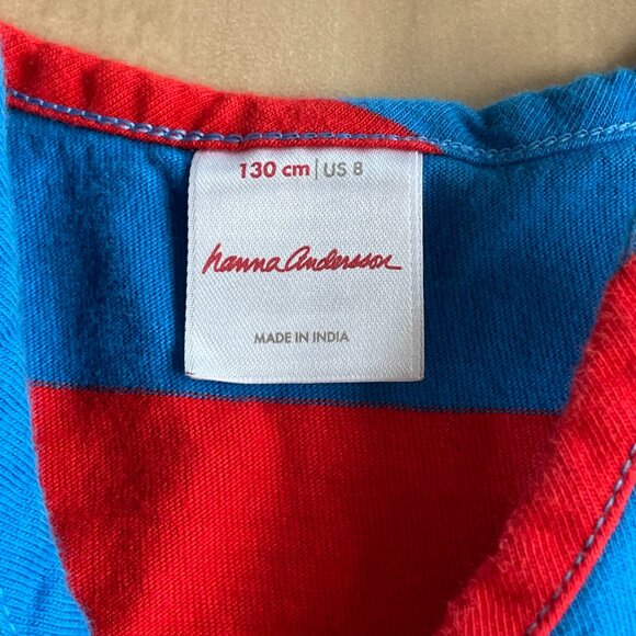 Hanna Andersson Stripe Peplum Tank In Combed Cotton, Red & Blue - Size 8 - Picture 6 of 11